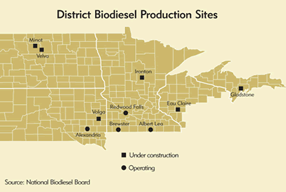 map: District Biodiesel Production Sites