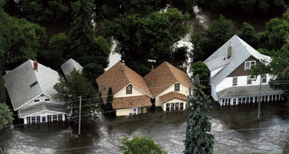 Flooded neighborhood in Minot.