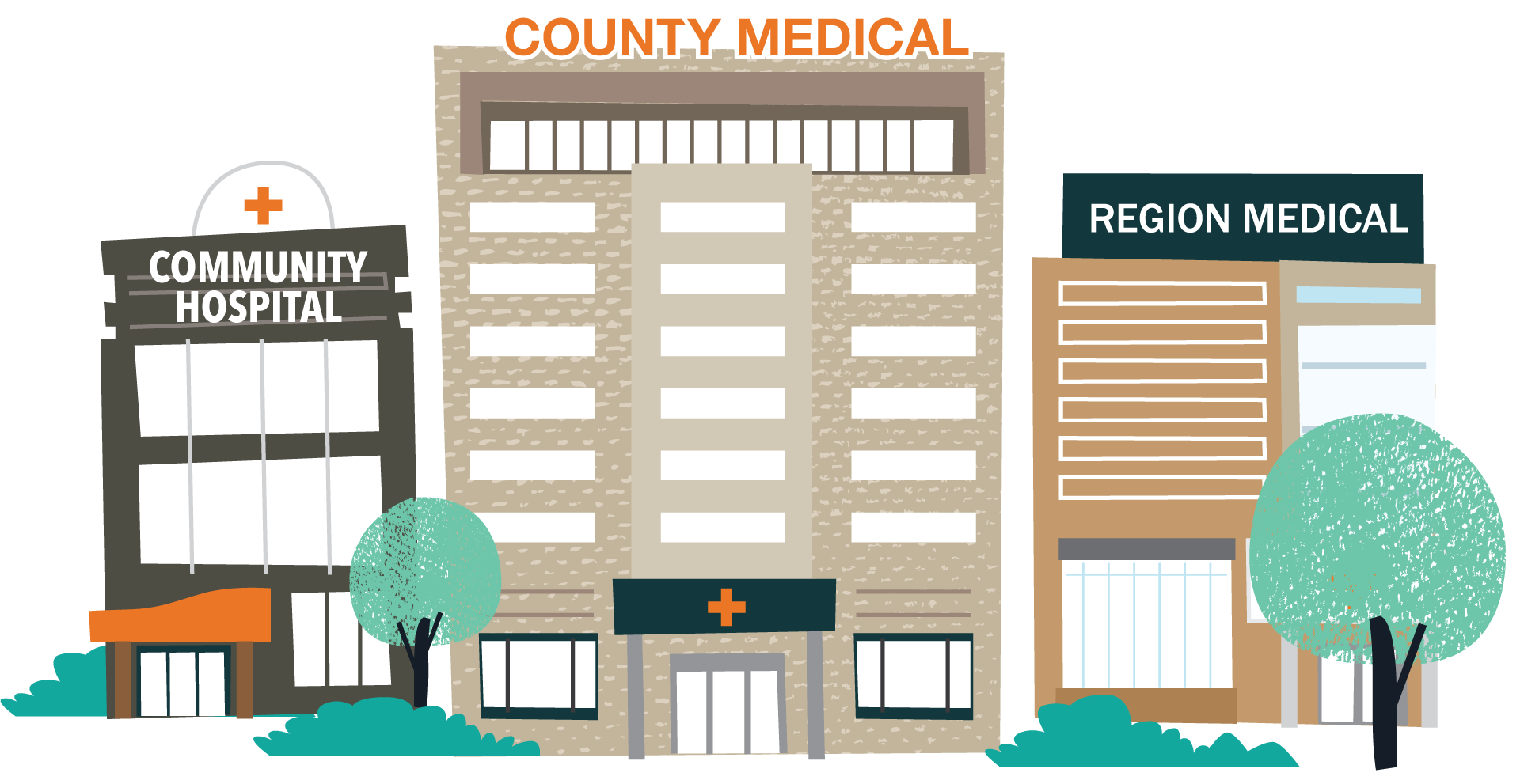 Health insurance concentration building graphic