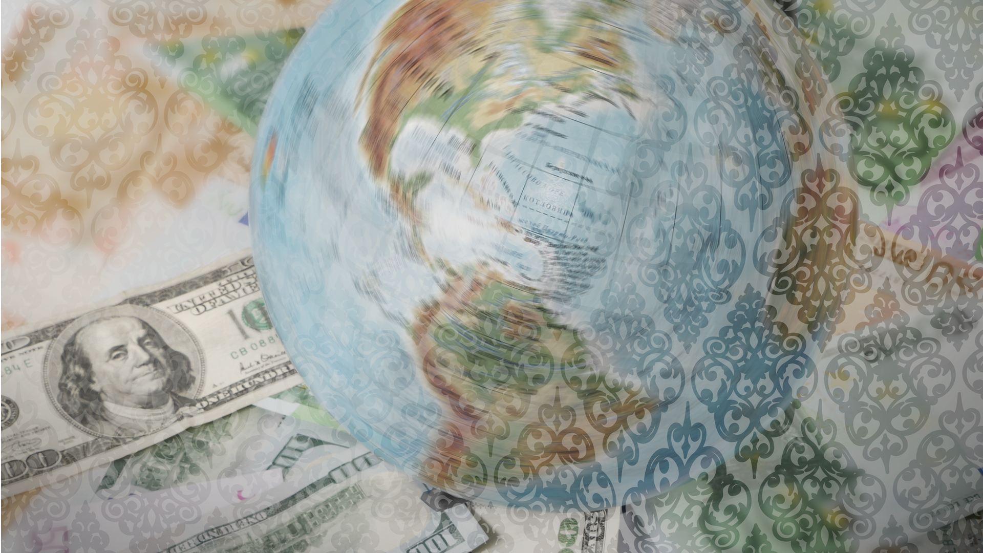 Illustration of world economy veil