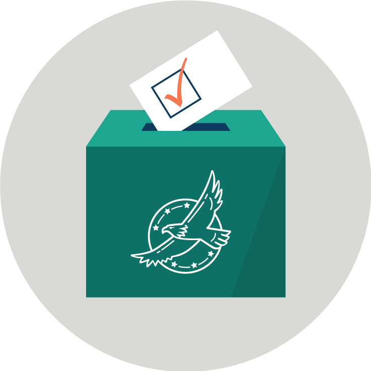 Graphic of ballot box with vote going in the top
